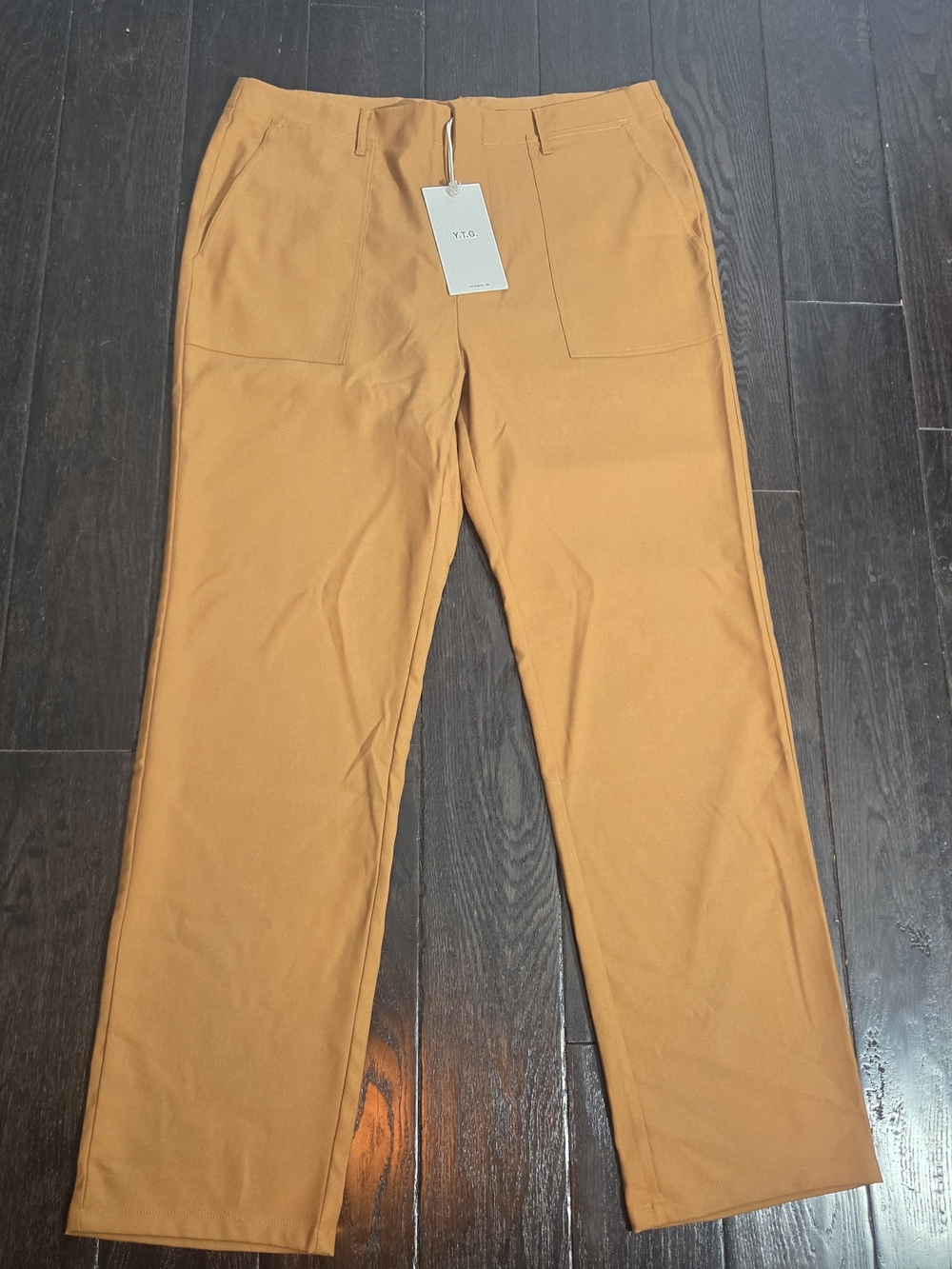 Y.T.G. Women's Utility Pants Size XL Mustard Straight Leg Flat Front Chino NWT
